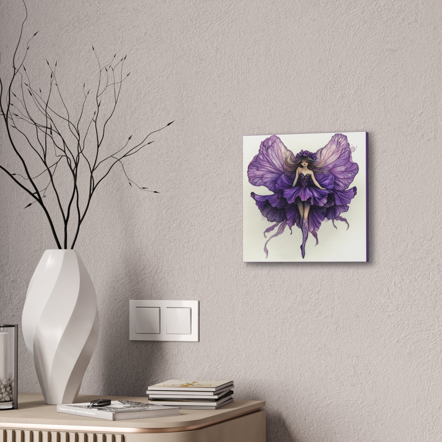 A Violet Affair - Fairies & Flowers Collection - Wall Art - on Canvas