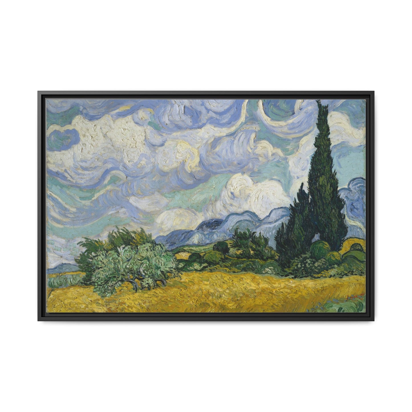 Van Gogh - Wheat Field with Cypresses - Museum Collection - Framed Canvas Print