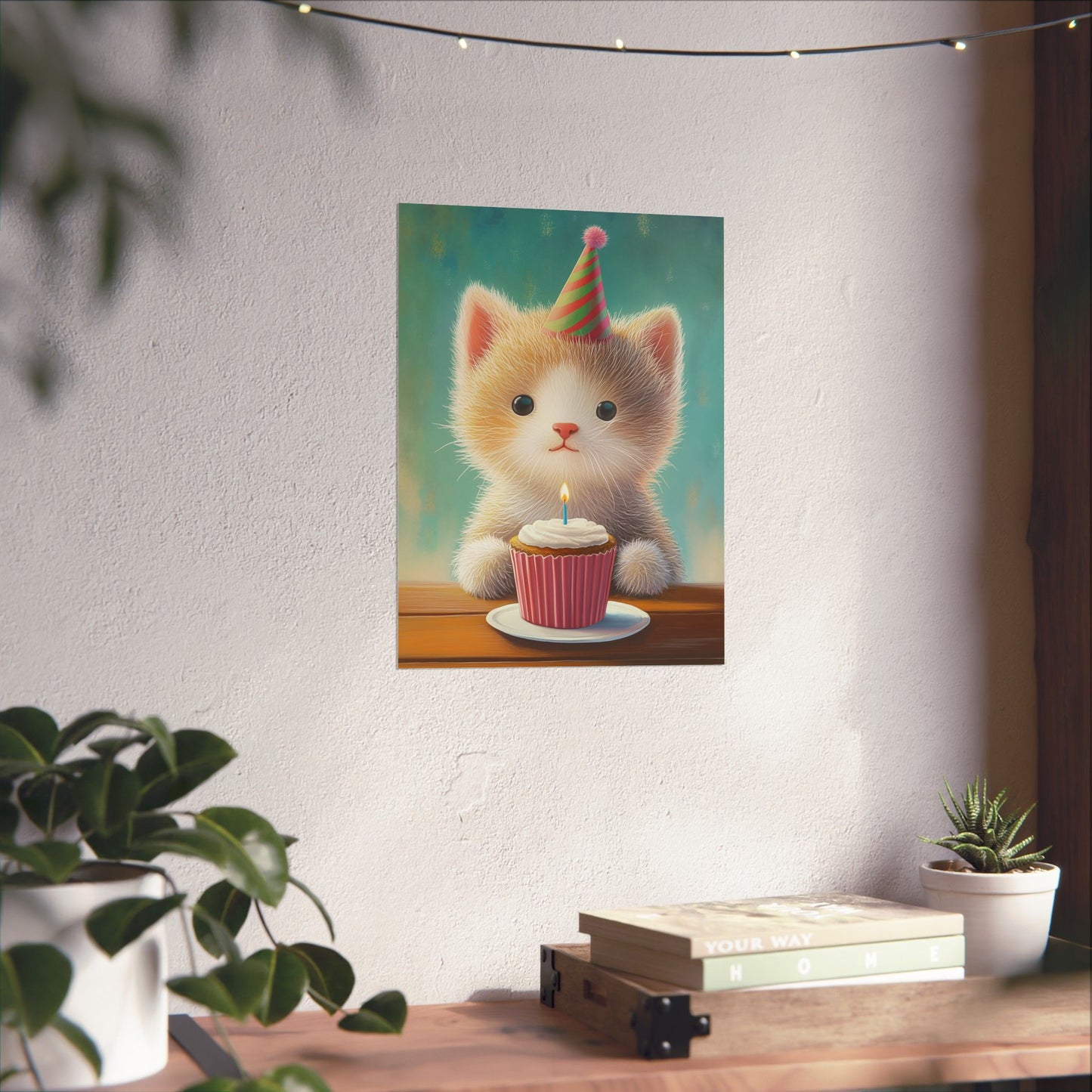 Cute Kitten Birthday Poster - Cat Café - Whimsical Animals - Adorable Kitten Wall Art