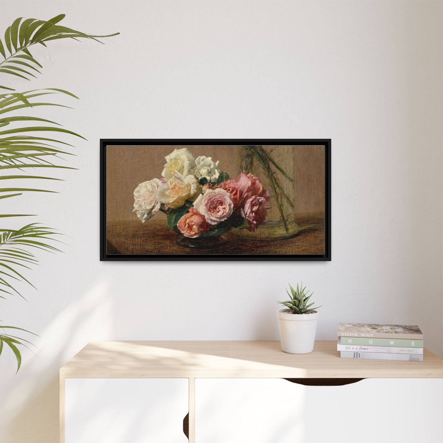 Henri Fantin-Latour : Roses and Lilies (1888) - Giclee Fine Art Print - Museum Collection Framed Canvas Print