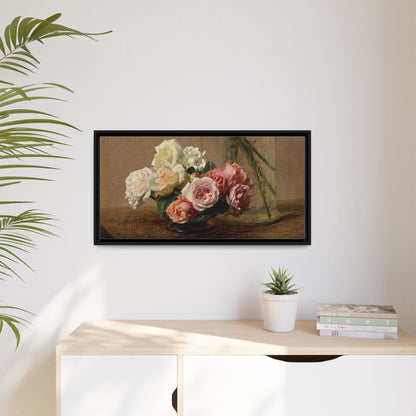 Henri Fantin-Latour : Roses and Lilies (1888) - Giclee Fine Art Print - Museum Collection Framed Canvas Print