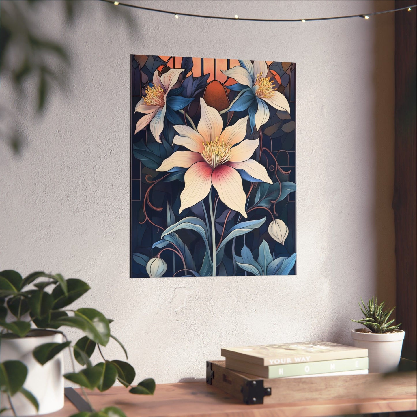 Sunlit Blossoms Fine Art Print - Floral Matte Vertical Posters - Elegant Home Décor
