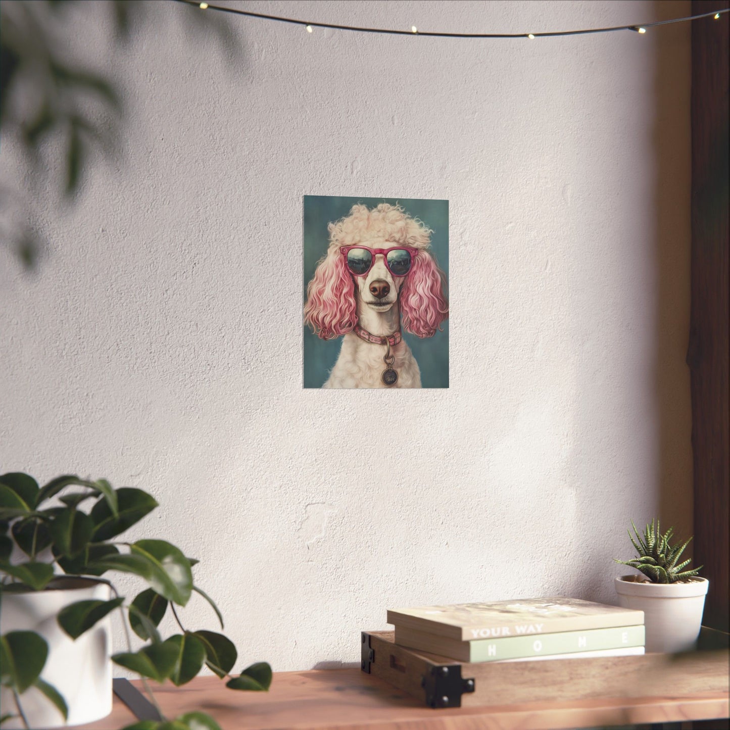 Poodle with Pink Sunglasses - Fine Art Print Poster - Whimsical Animals Series - Wall Art for Dog Lovers