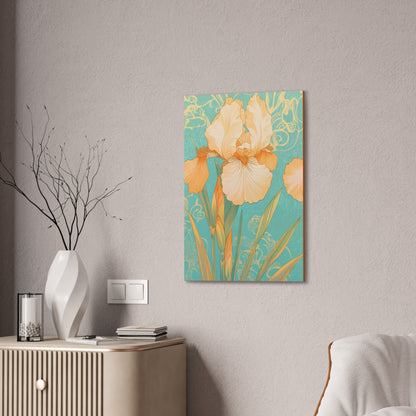 Iris Flowers on Turquois - Stretched Canvas