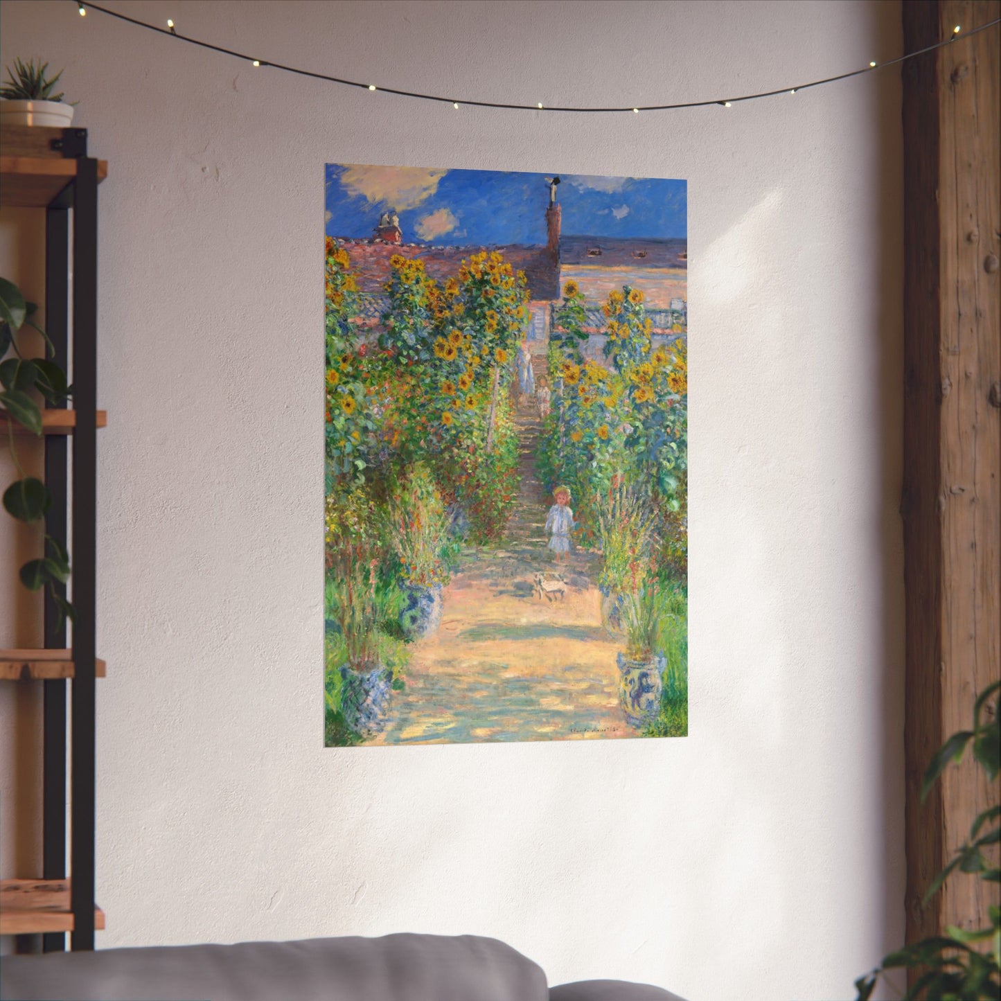 Monet - Garden at Vétheuil Sunflower Fine Art Print
