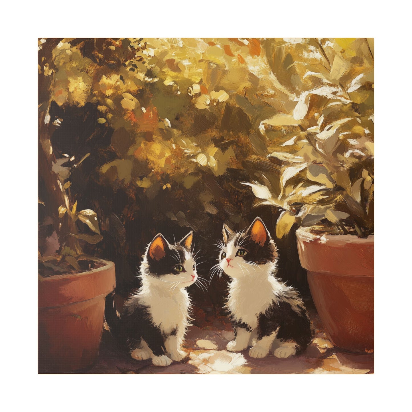 Kittens Conspire  - Garden Friends Series - Fine Art Print on Canvas