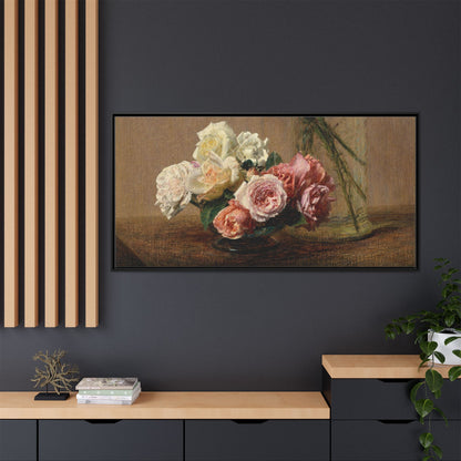 Henri Fantin-Latour : Roses and Lilies (1888) - Giclee Fine Art Print - Museum Collection Framed Canvas Print
