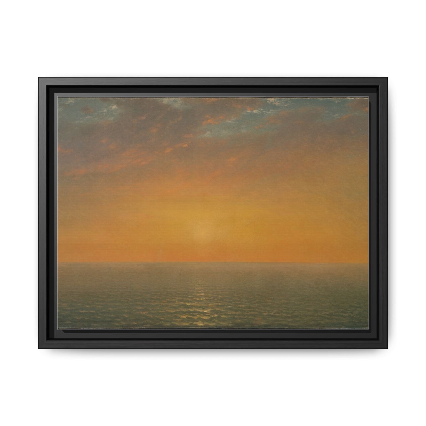 John Frederick Kensett : Sunset on the Sea (1872) - Museum Collection - Framed Canvas Print