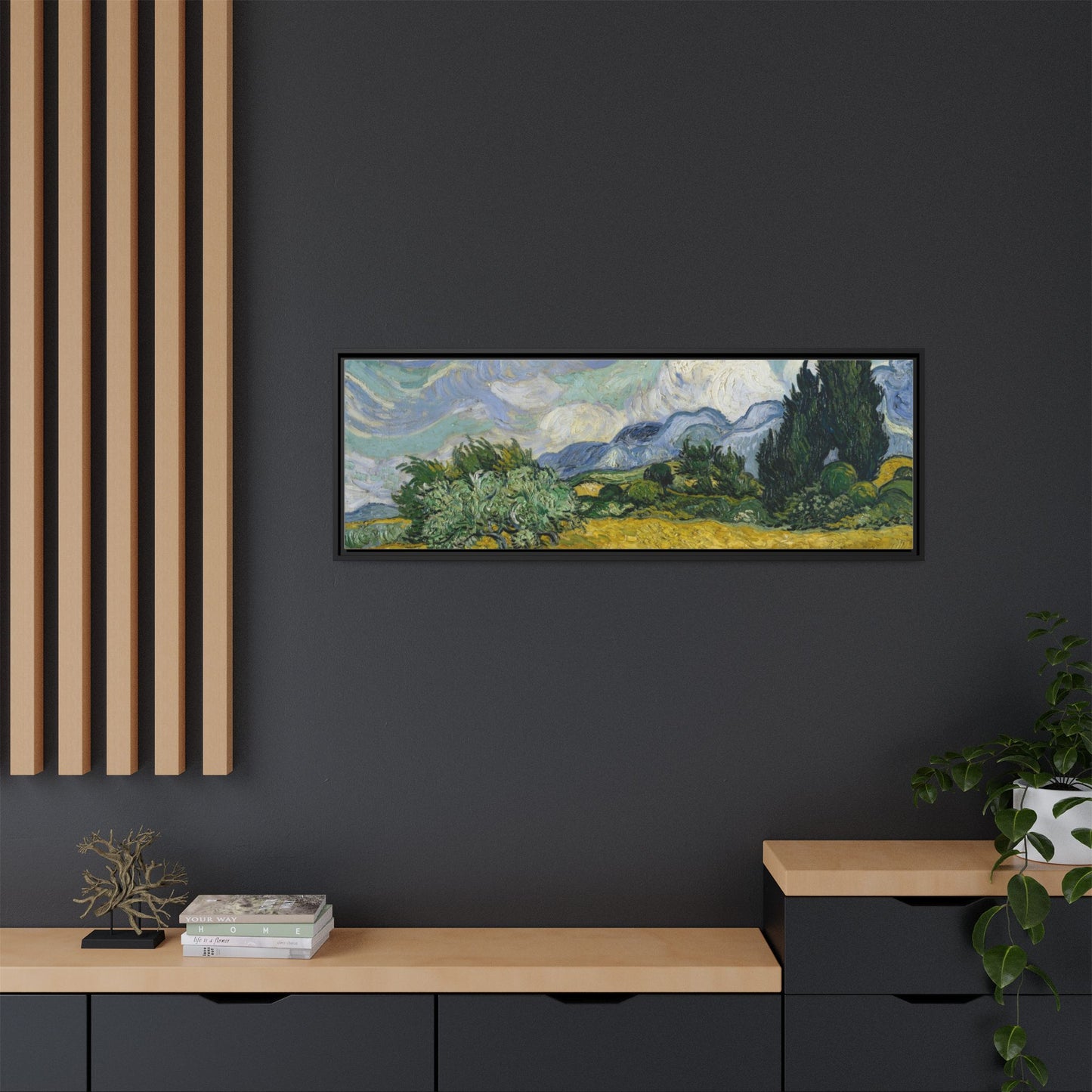 Van Gogh - Wheat Field with Cypresses - Museum Collection - Framed Canvas Print