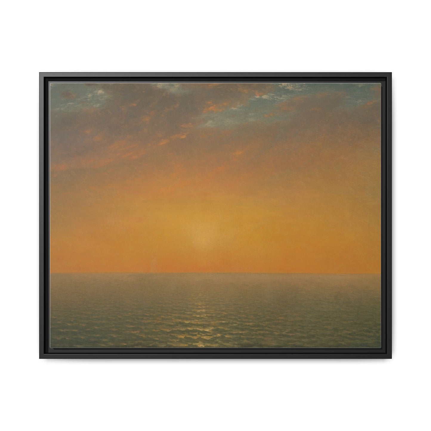 John Frederick Kensett : Sunset on the Sea (1872) - Museum Collection - Framed Canvas Print