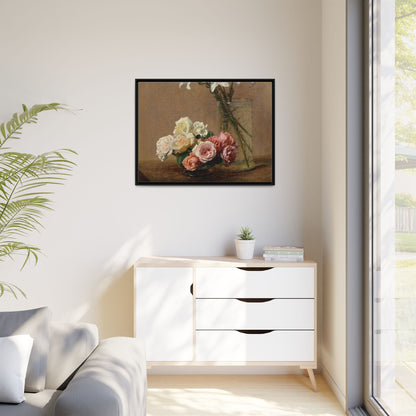 Henri Fantin-Latour : Roses and Lilies (1888) - Giclee Fine Art Print - Museum Collection Framed Canvas Print