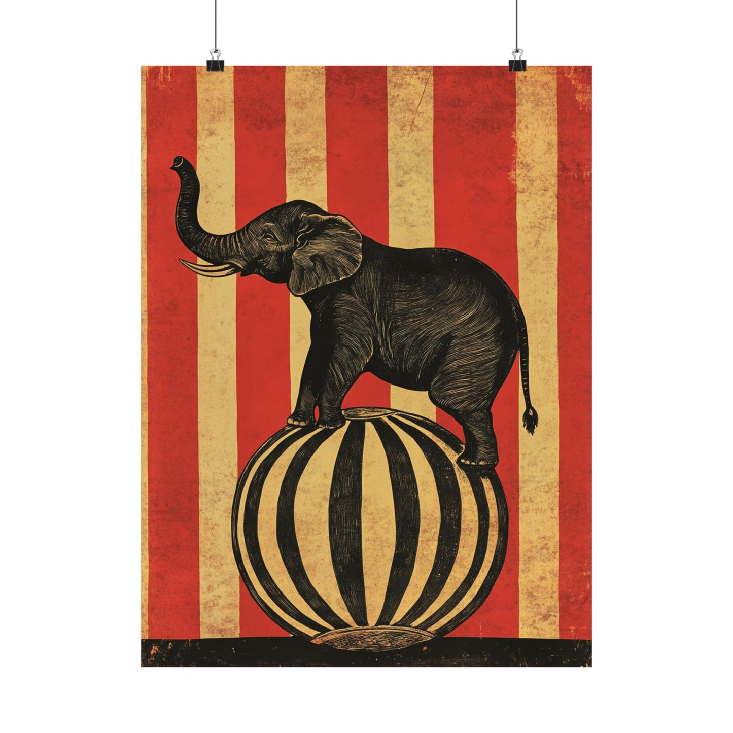 Vintage Circus Elephant Poster - Matte Fine Art Print - Wall Art for Bedroom or Nursery