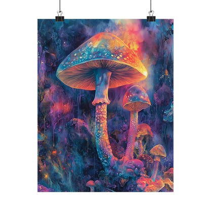 Trippy Mushrooms Poster - Psychedelic Wall Art - Vibrant Fine Art Print - Bedroom Posters - Home Décor