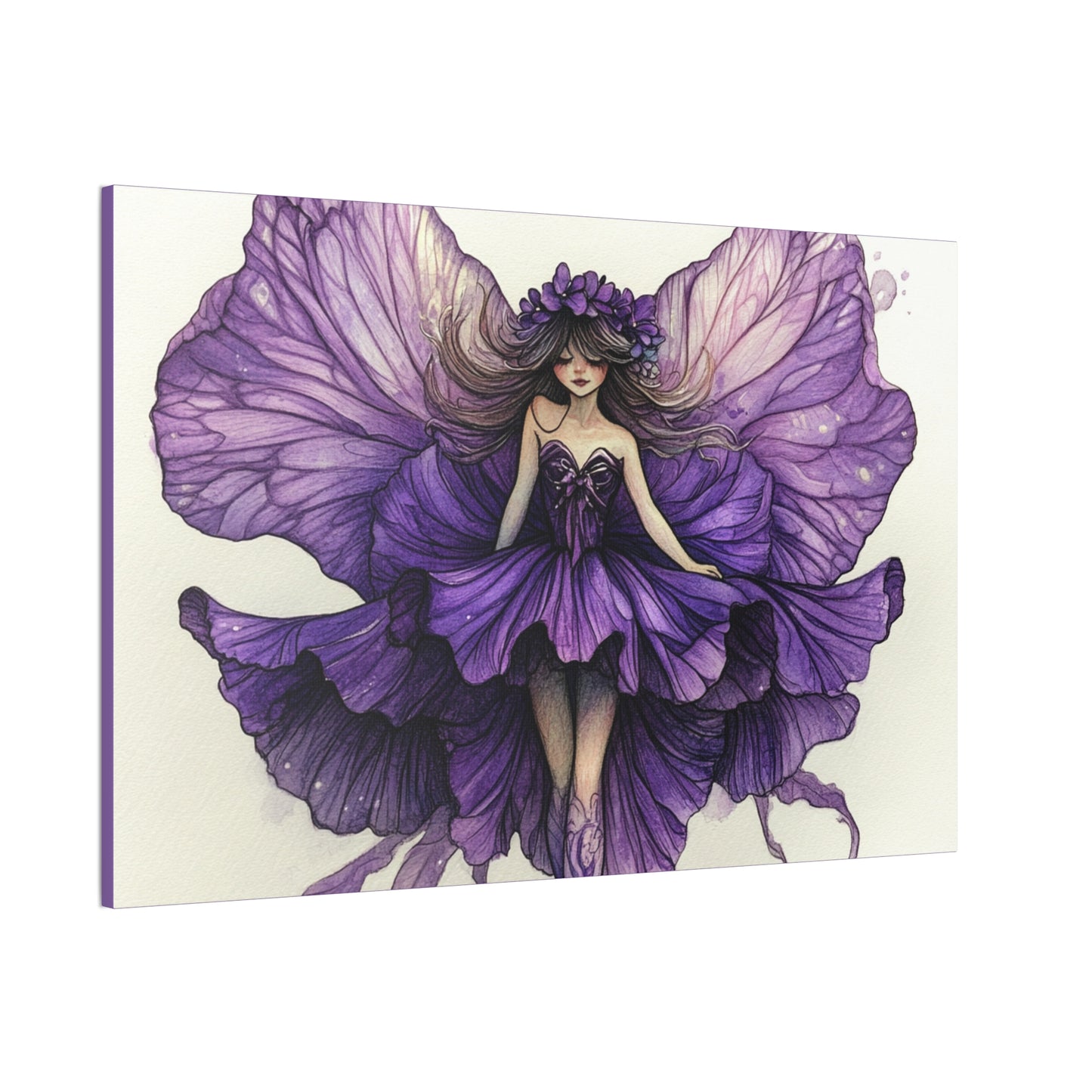 A Violet Affair - Fairies & Flowers Collection - Wall Art - on Canvas