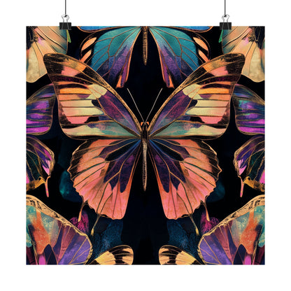 Vibrant Boho Butterflies Fine Art Pint - Matte Poster - Colorful Wall Art for Nature Lovers