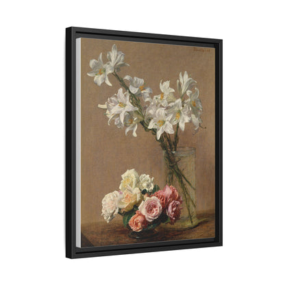 Henri Fantin-Latour : Roses and Lilies (1888) - Giclee Fine Art Print - Museum Collection Framed Canvas Print
