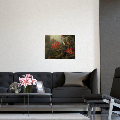 Hummingbird in Lush Tropical Landscape - Museum Collection - Fine Art Poster