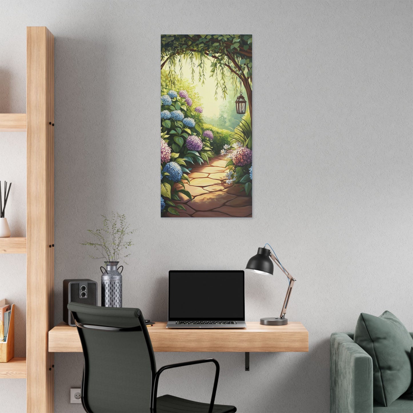 Hydrangea Courtyard - Secret Garden Series - Fine Art Print on Canvas