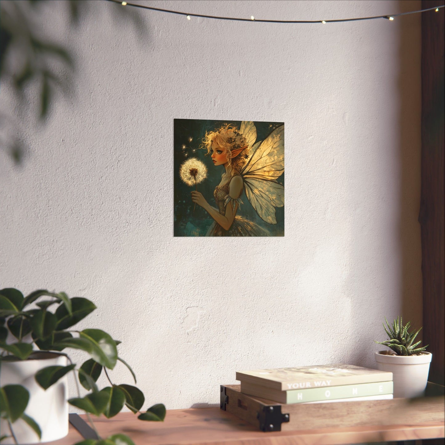 Best Wishes For You - Fairy with Dandelion - Flowers & Fairies Series - Enchanting Wall Art - Vertical Poster - Whimsical Wall Art for Dreamers