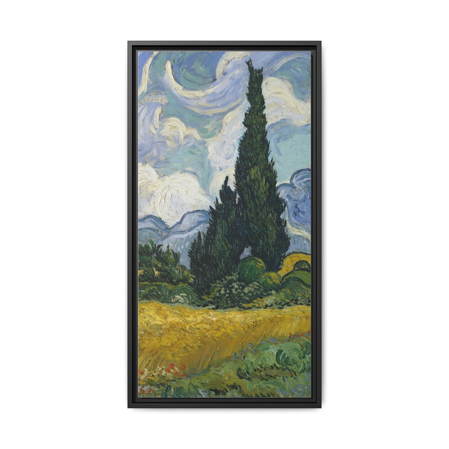 Van Gogh - Wheat Field with Cypresses - Museum Collection - Framed Canvas Print
