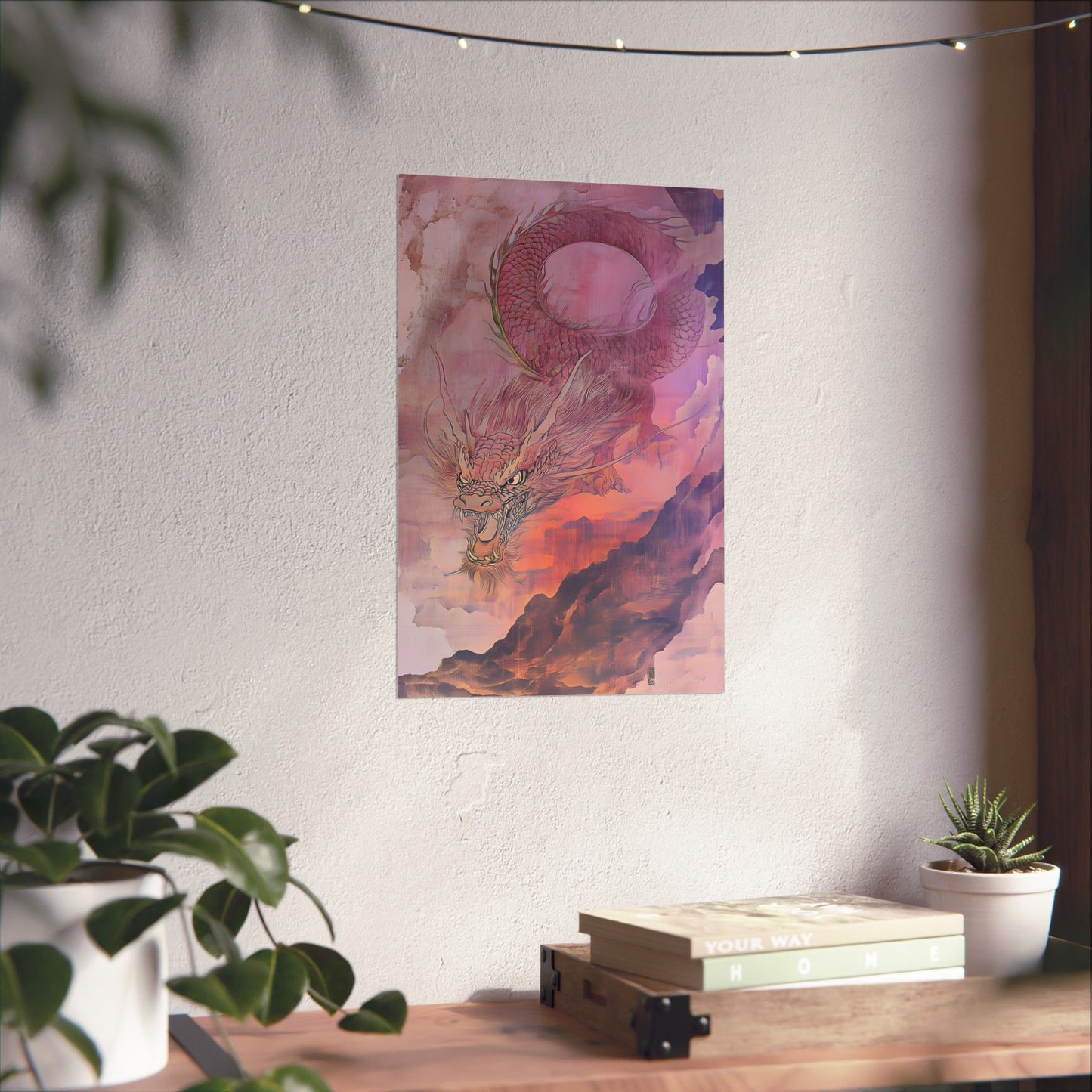 Mythical Red Dragon Fine Art Print - Matte Vertical Poster - Year of The Dragon Art - Zen Home Décor