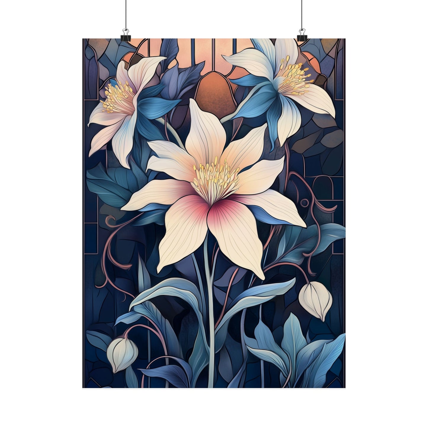 Sunlit Blossoms Fine Art Print - Floral Matte Vertical Posters - Elegant Home Décor