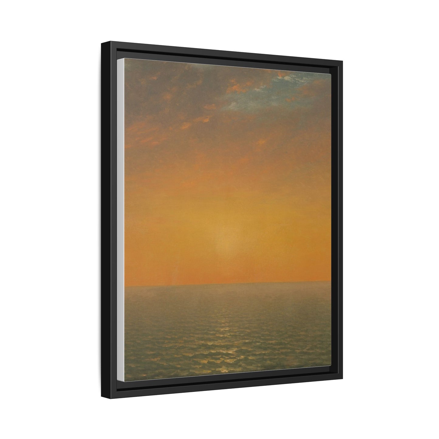 John Frederick Kensett : Sunset on the Sea (1872) - Museum Collection - Framed Canvas Print