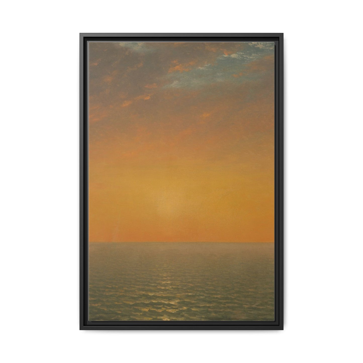 John Frederick Kensett : Sunset on the Sea (1872) - Museum Collection - Framed Canvas Print