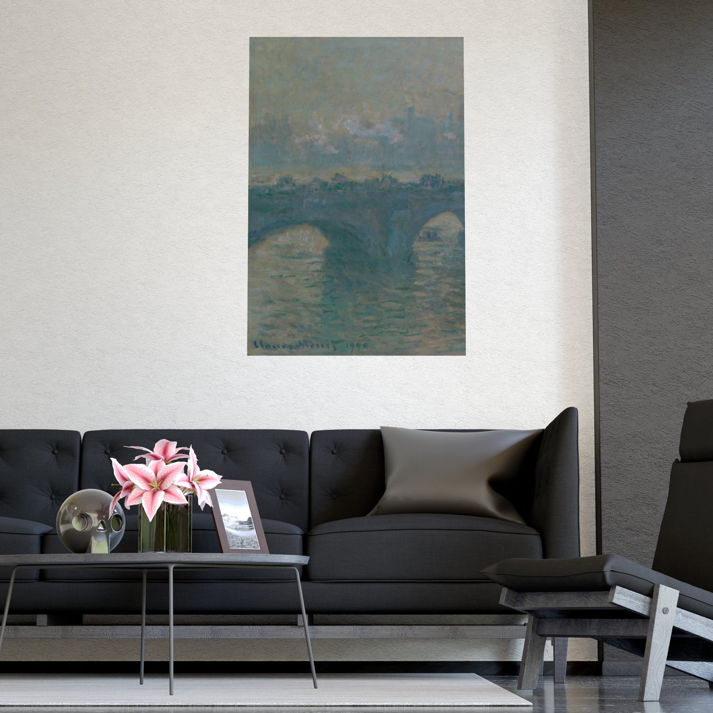 Waterloo Bridge Gray Weather - Monet Fine Art Poster