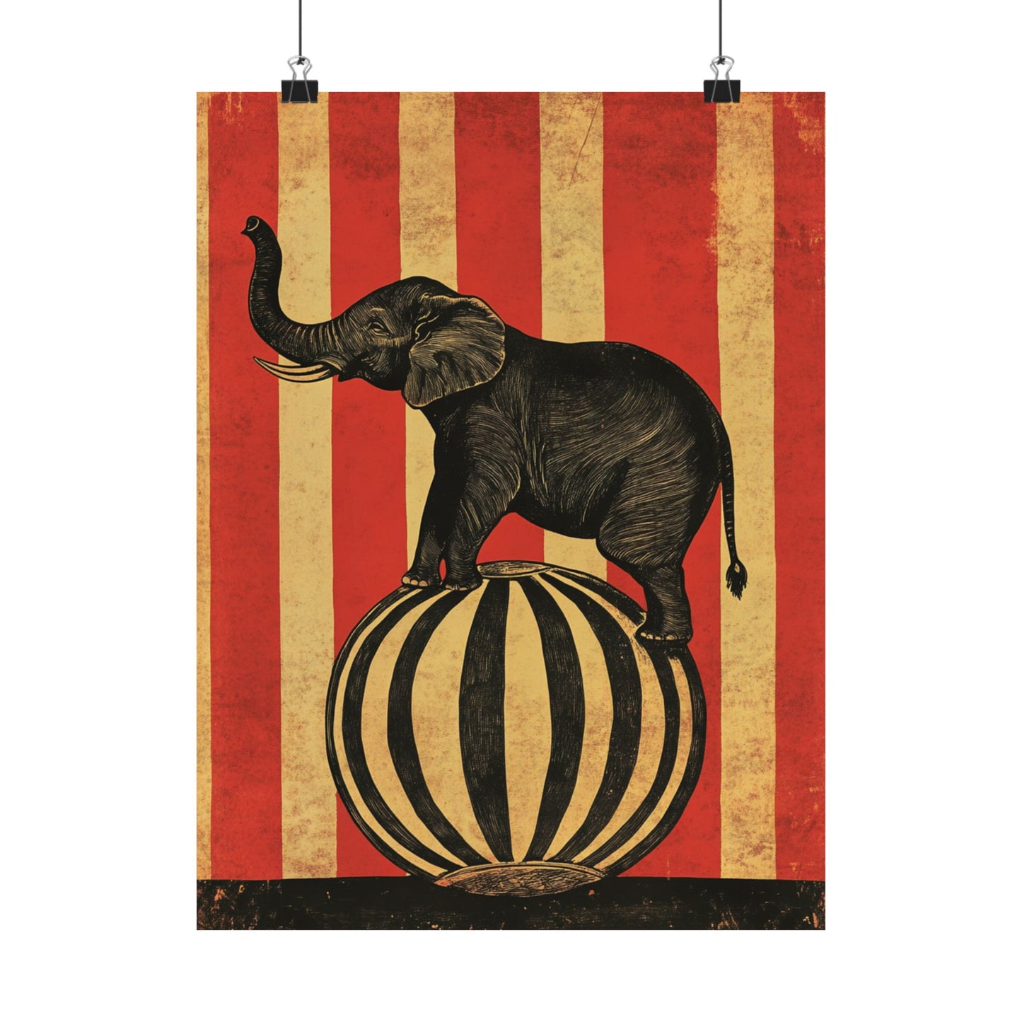 Vintage Circus Elephant Poster - Matte Fine Art Print - Wall Art for Bedroom or Nursery