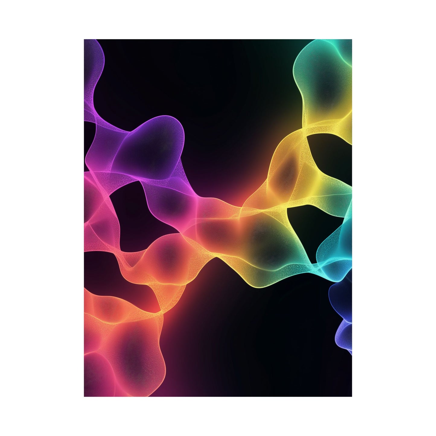 Vibrant Spectrum Abstract Poster - Colorful Wavelengths Energetic Art Print - Black Light Art - Spectrum of Light Wall Art