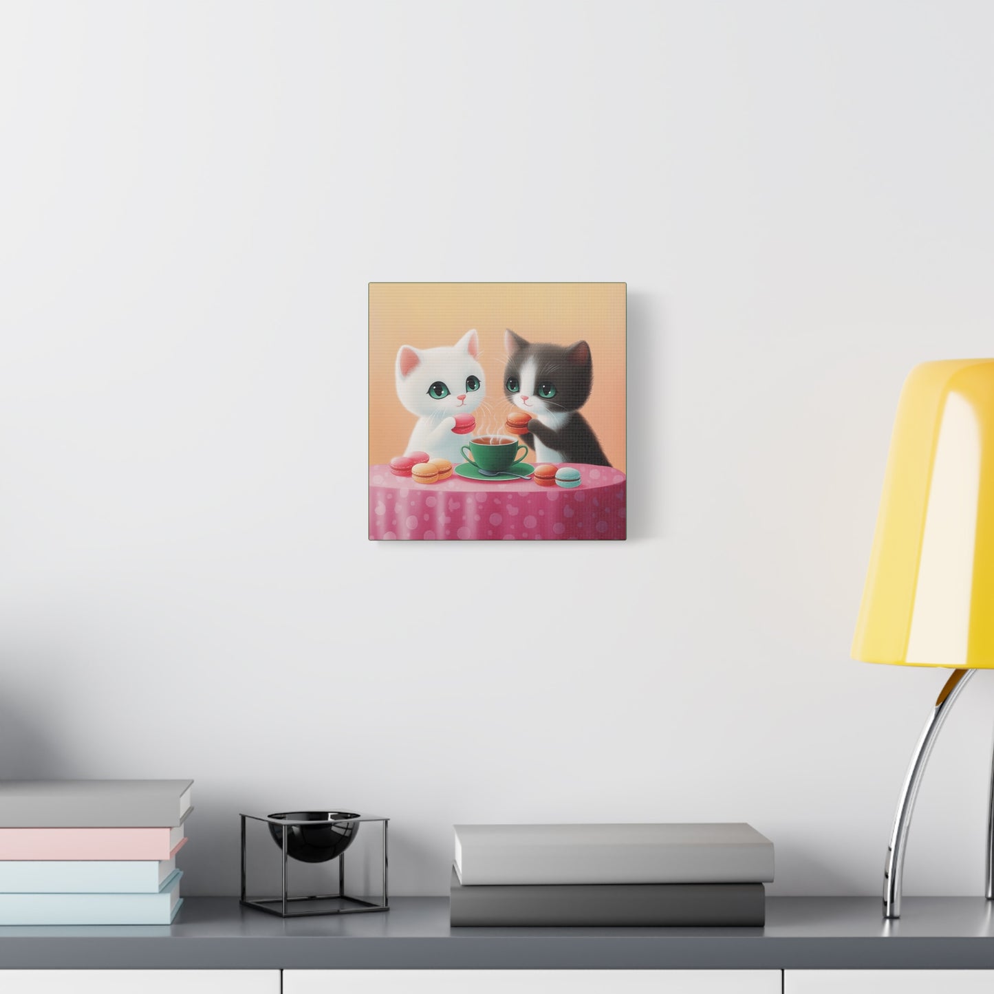 Whimsical Kitty Tea Time - Wall Art & Home Décor - Cute Cat Canvas Art