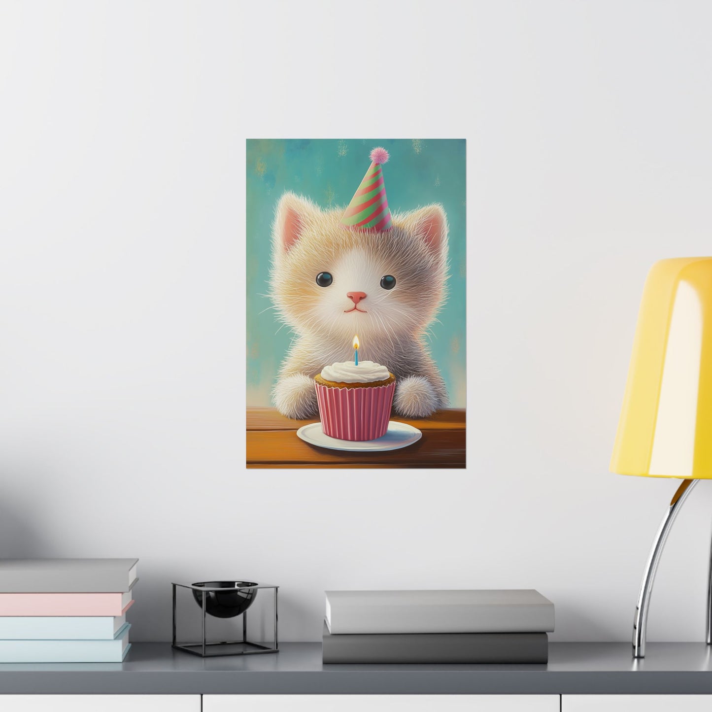 Cute Kitten Birthday Poster - Cat Café - Whimsical Animals - Adorable Kitten Wall Art