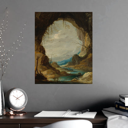 Vista from a Grotto - Romantic Cave Landscape Fine Art Poster