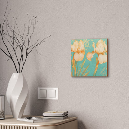 Iris Flowers on Turquois - Stretched Canvas