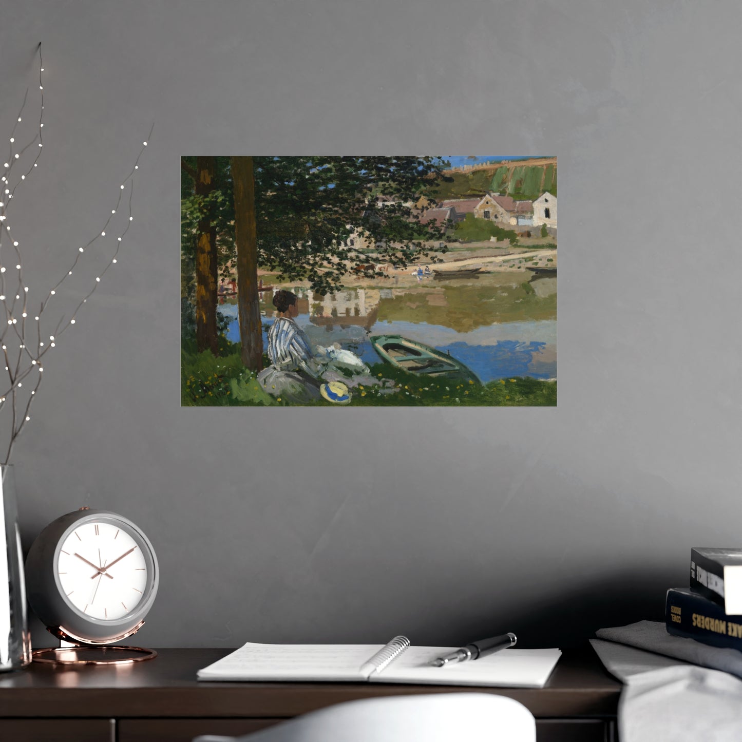 On the Bank of the Seine at Bennecourt - Monet Fine Art Poster
