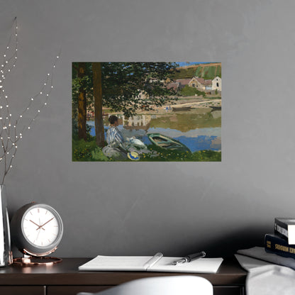On the Bank of the Seine at Bennecourt - Monet Fine Art Poster