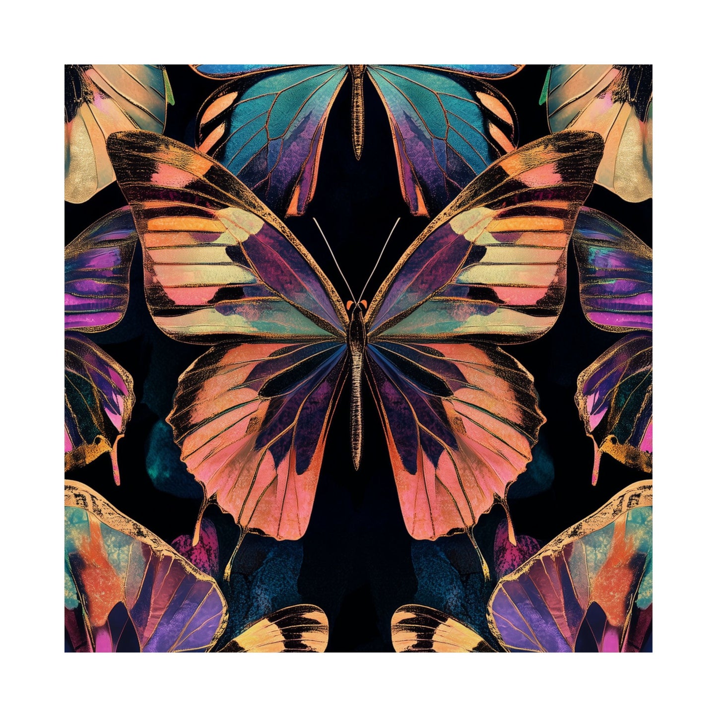 Vibrant Boho Butterflies Fine Art Pint - Matte Poster - Colorful Wall Art for Nature Lovers