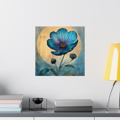 Blue Cosmos Moonlit Botanical Fine Art Print
