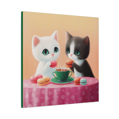 Whimsical Kitty Tea Time - Wall Art & Home Décor - Cute Cat Canvas Art