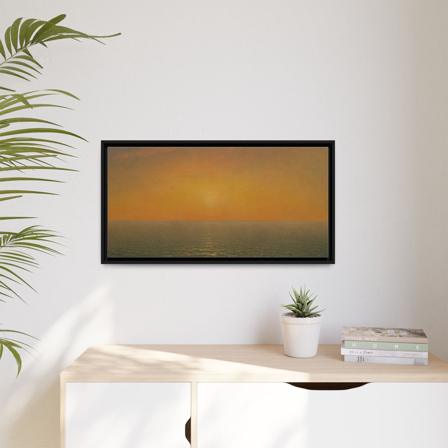 John Frederick Kensett : Sunset on the Sea (1872) - Museum Collection - Framed Canvas Print