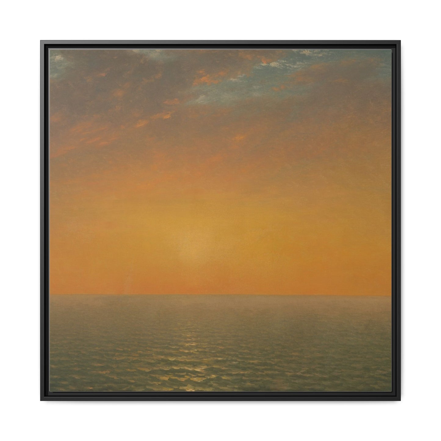 John Frederick Kensett : Sunset on the Sea (1872) - Museum Collection - Framed Canvas Print