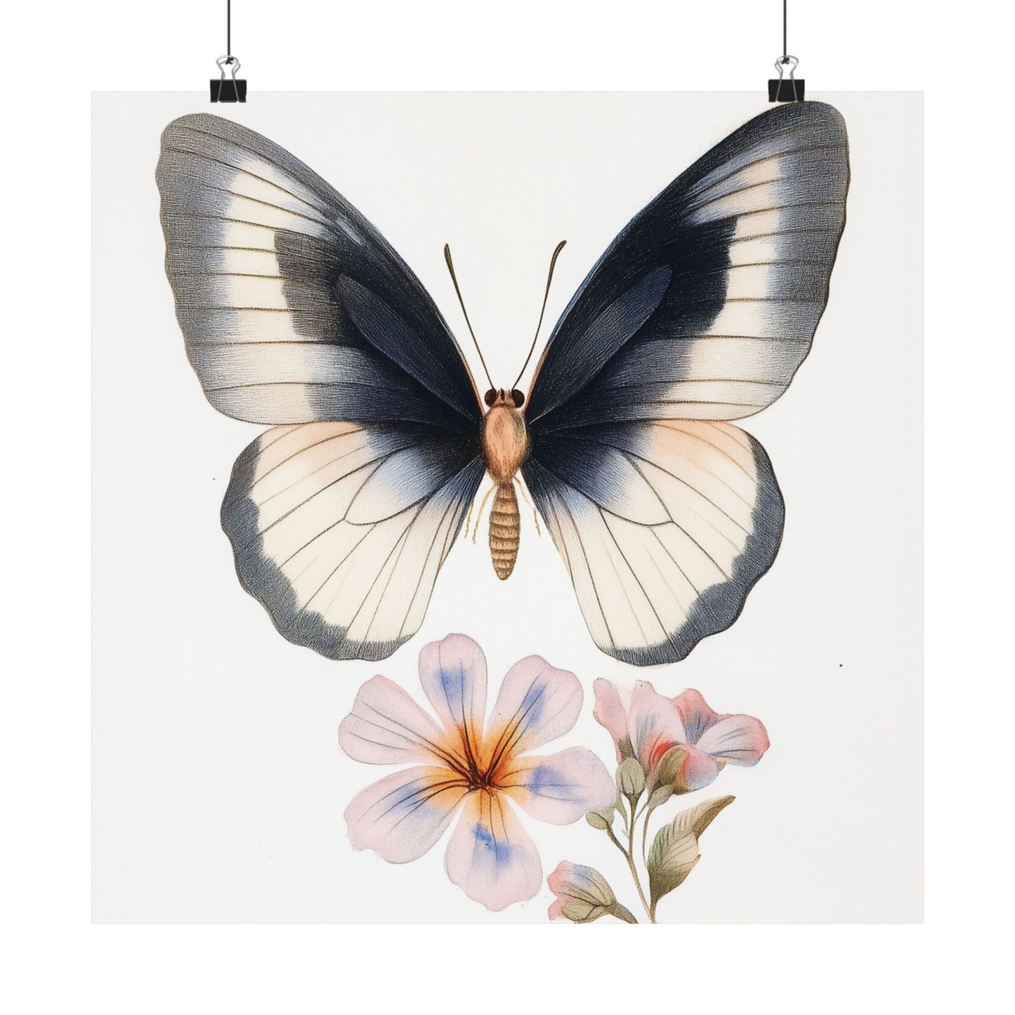 Vintage Butterfly Botanical Print - Matte Vertical Poster - Elegant Wall Art for Nature Lovers