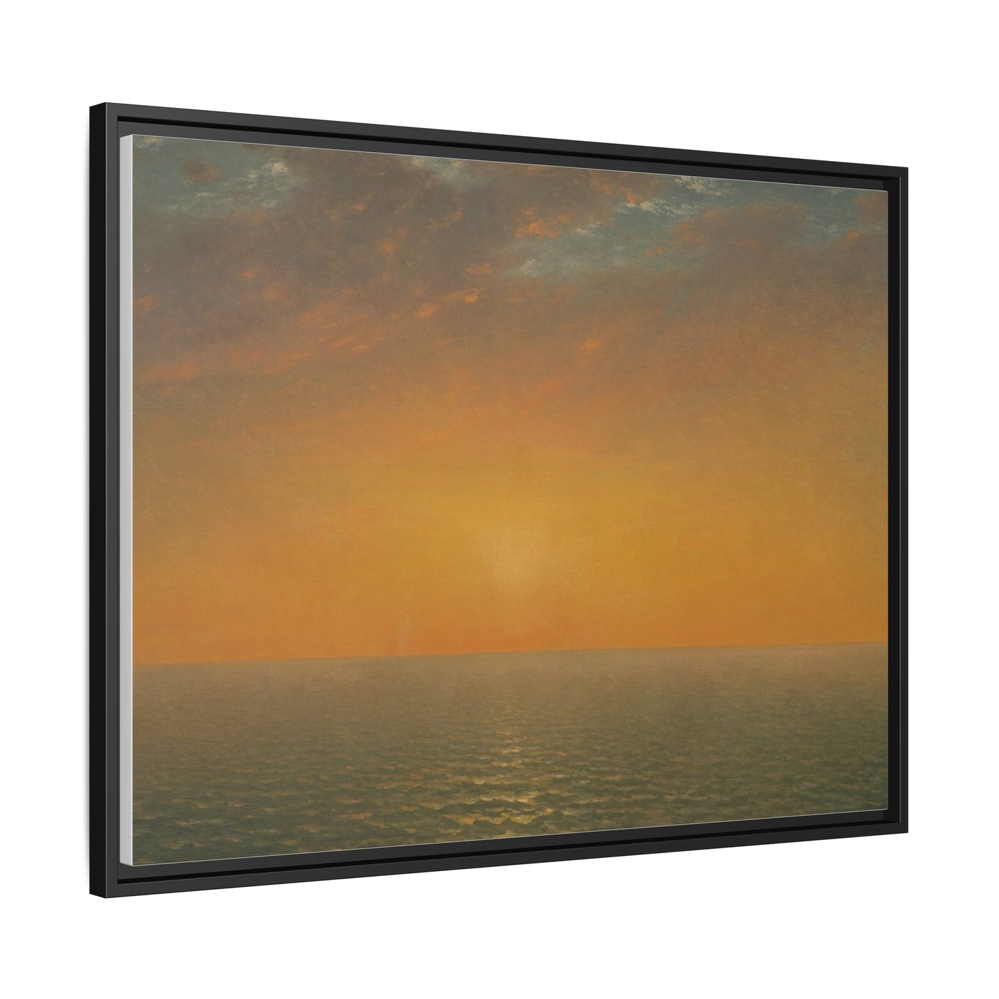 John Frederick Kensett : Sunset on the Sea (1872) - Museum Collection - Framed Canvas Print