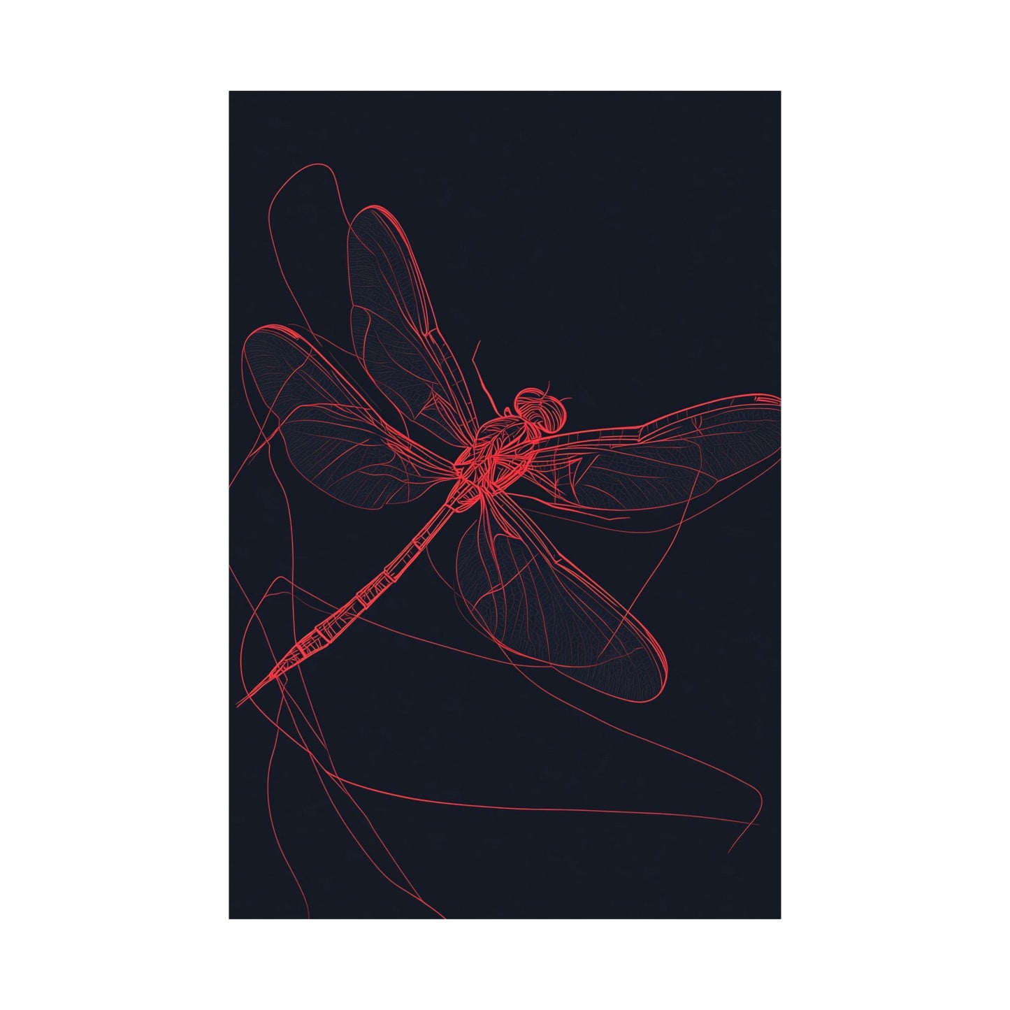 Red Dragonfly Fine Art Print -  Matte Poster – Modern Wall Art for Nature Lovers - Minimalist