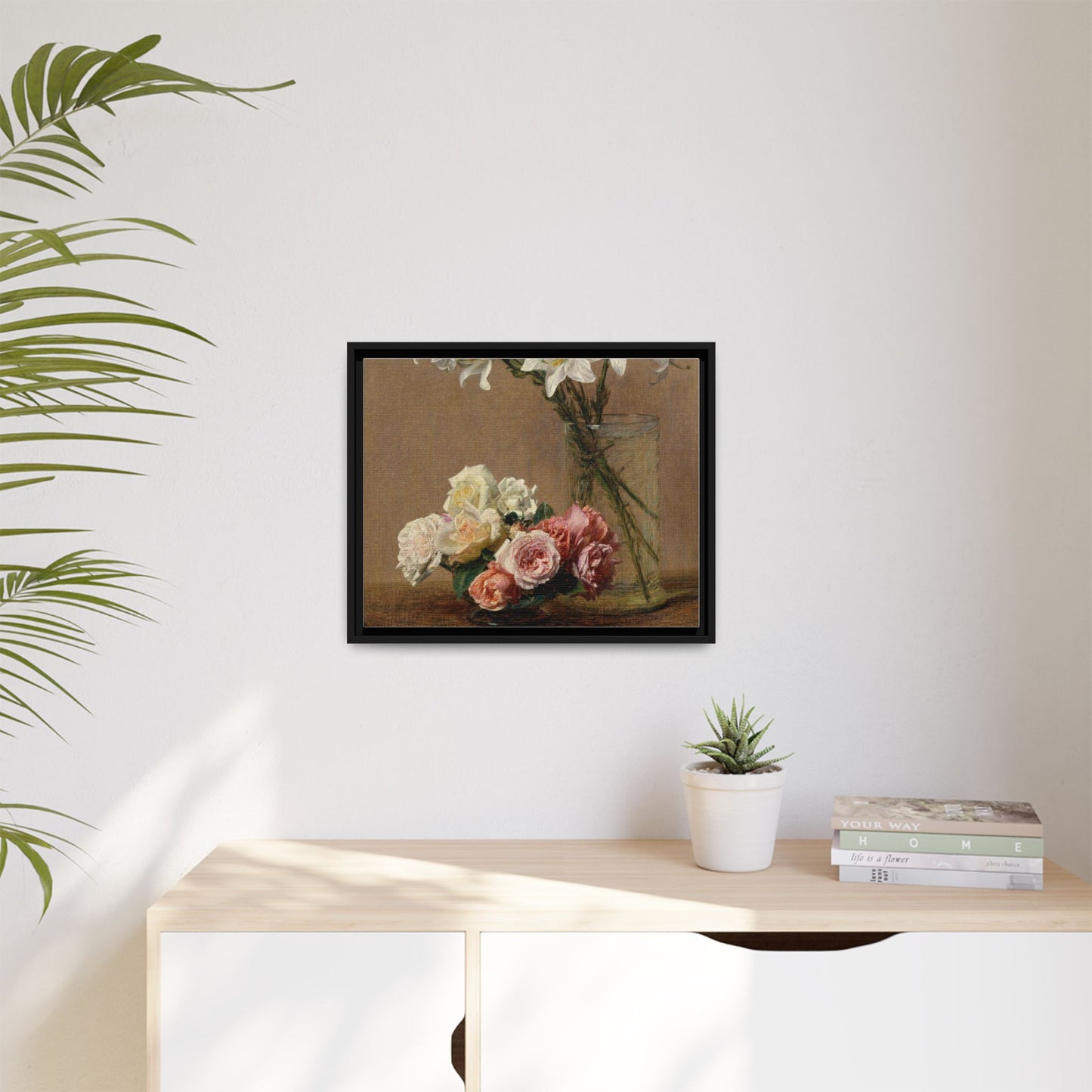 Henri Fantin-Latour : Roses and Lilies (1888) - Giclee Fine Art Print - Museum Collection Framed Canvas Print