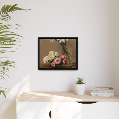 Henri Fantin-Latour : Roses and Lilies (1888) - Giclee Fine Art Print - Museum Collection Framed Canvas Print