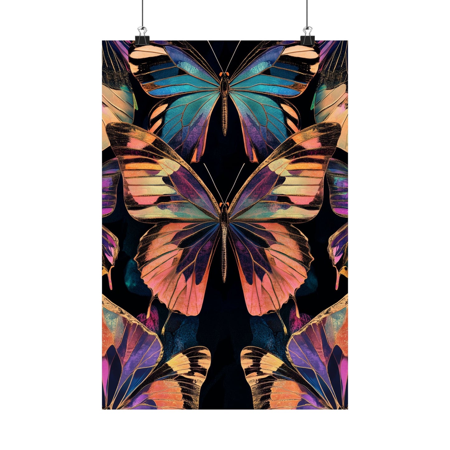 Vibrant Boho Butterflies Fine Art Pint - Matte Poster - Colorful Wall Art for Nature Lovers