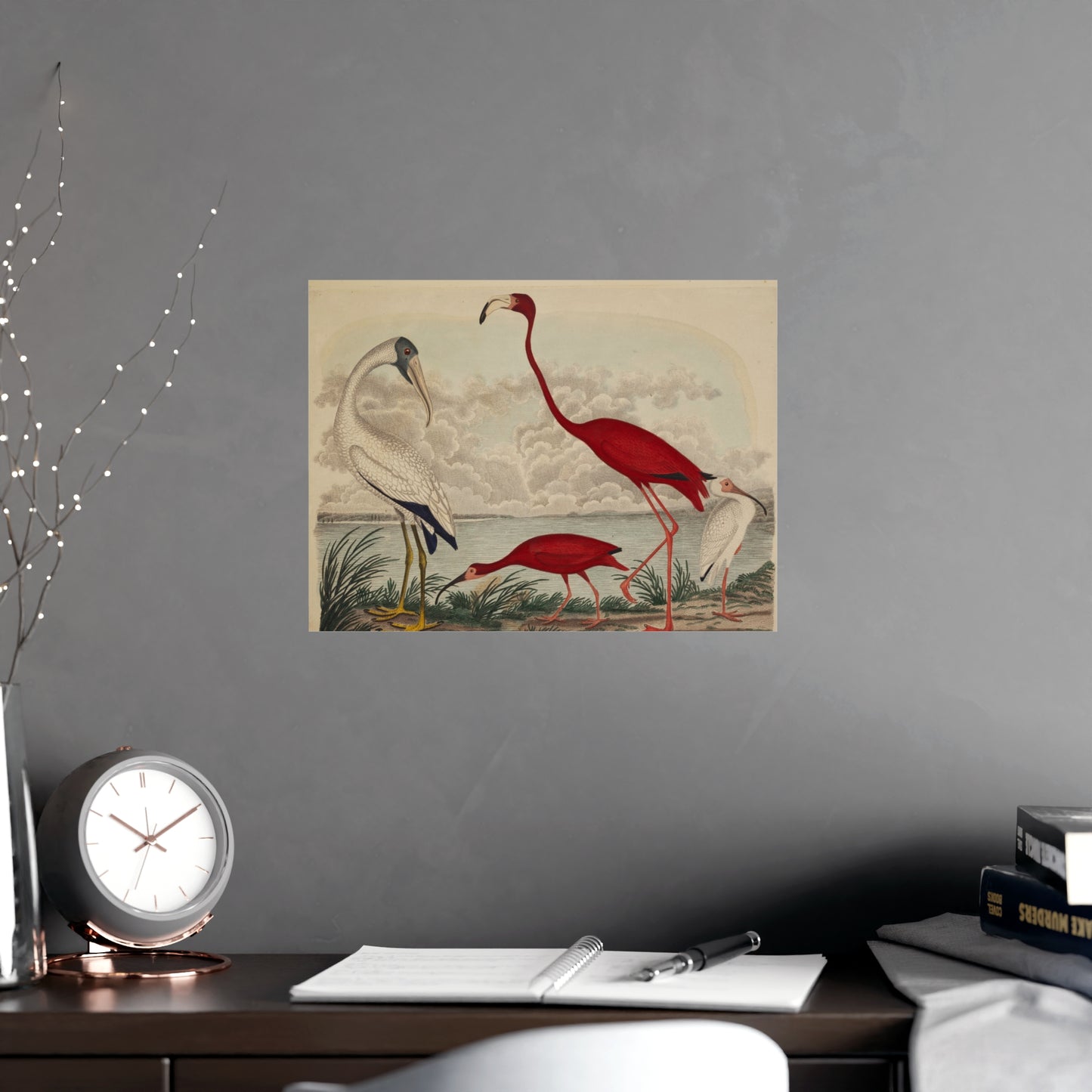 Scarlet Ibis and Flamingo - Vintage Bird Fine Art Poster