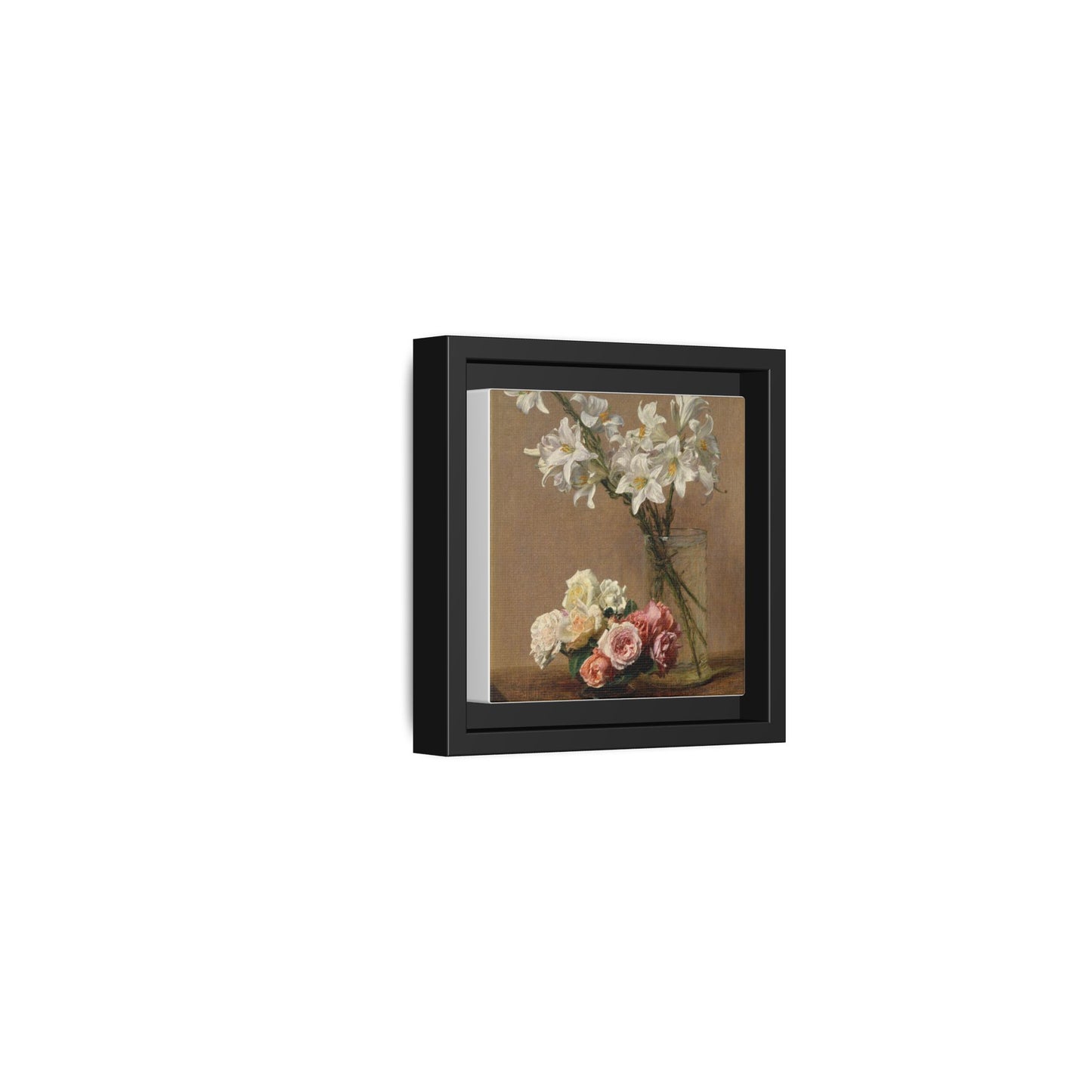 Henri Fantin-Latour : Roses and Lilies (1888) - Giclee Fine Art Print - Museum Collection Framed Canvas Print